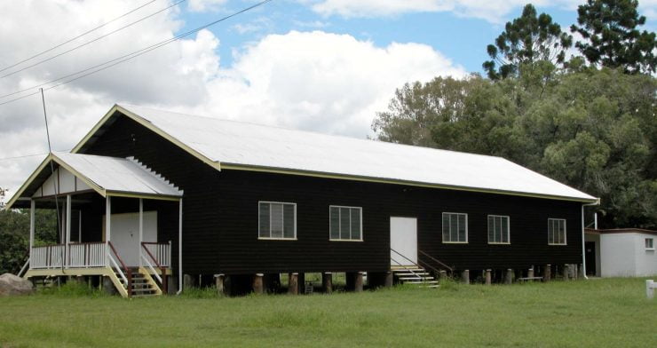 Ubobo Memorial Hall, a long timber construction community hall in Ubobo